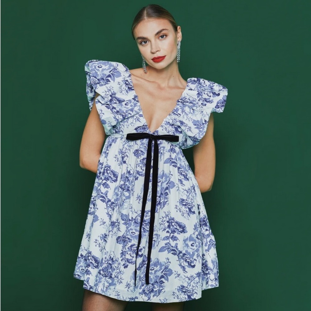 Floral Dress Multi-Color Blue/White